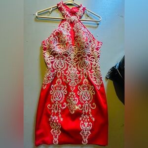 Jovani red gown with exquisite beading and details!